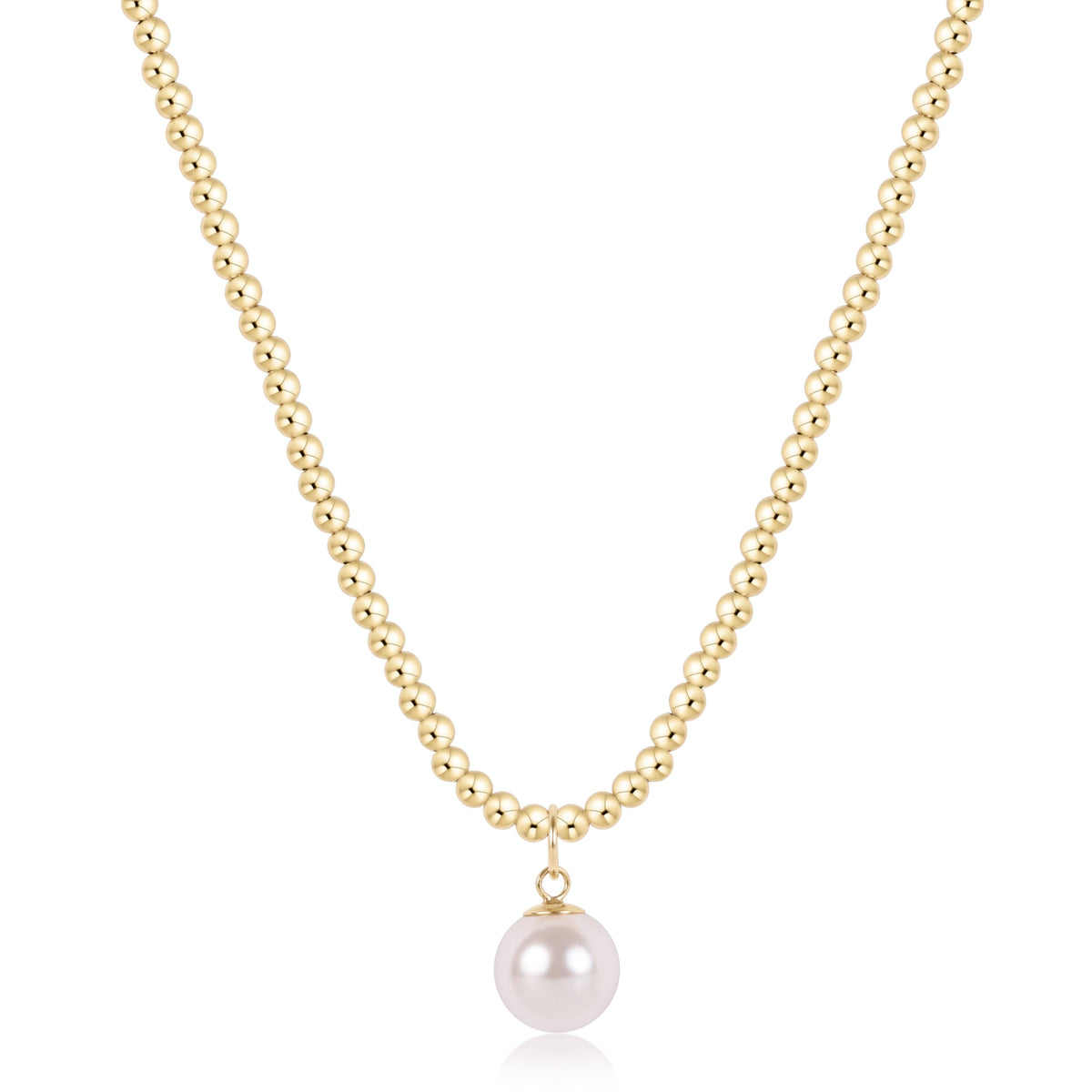 Choker Beaded - Classic Gold 3mm - Classic Pearl 10mm Charm