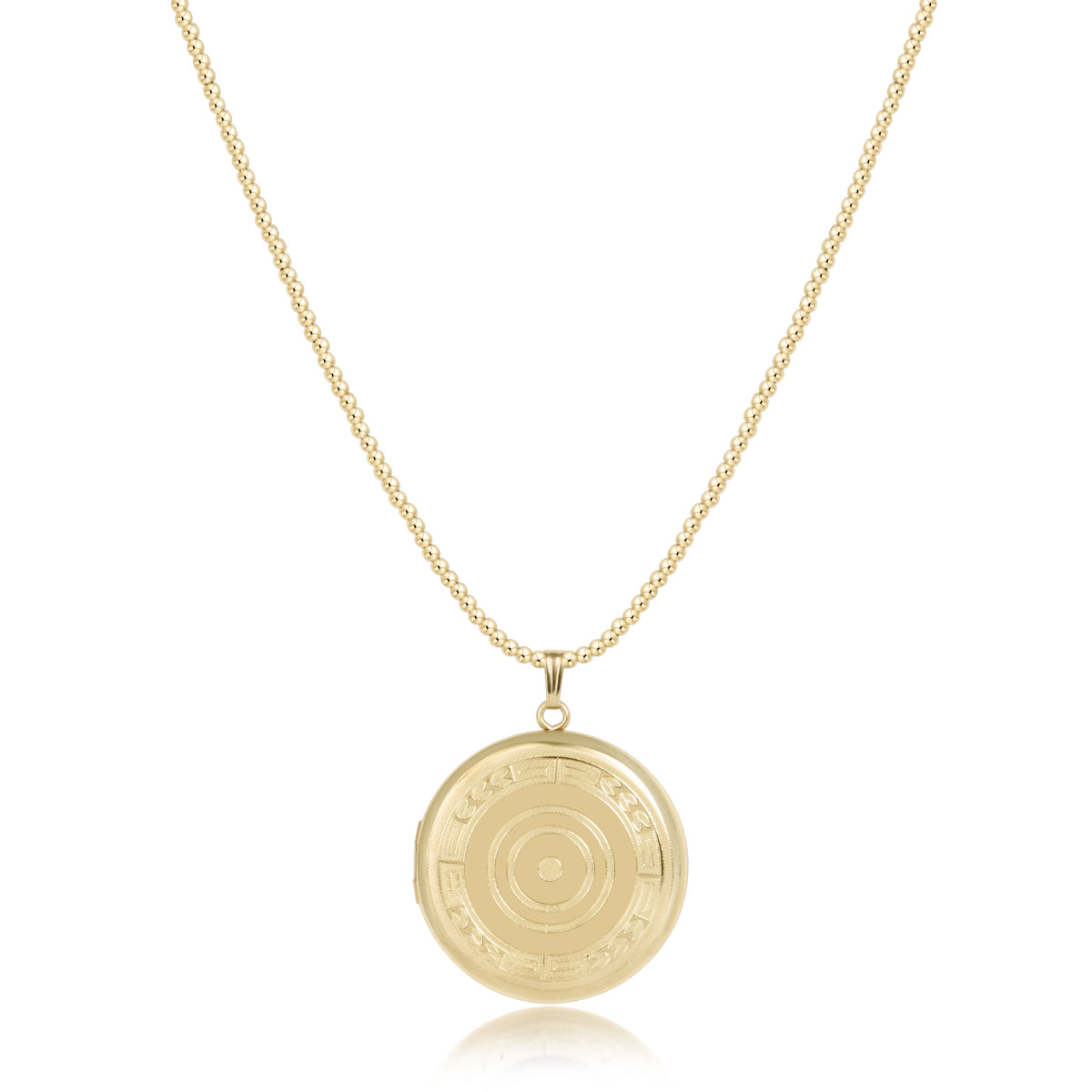 Choker Beaded - Classic Gold 2mm - Cherish Large Gold Locket