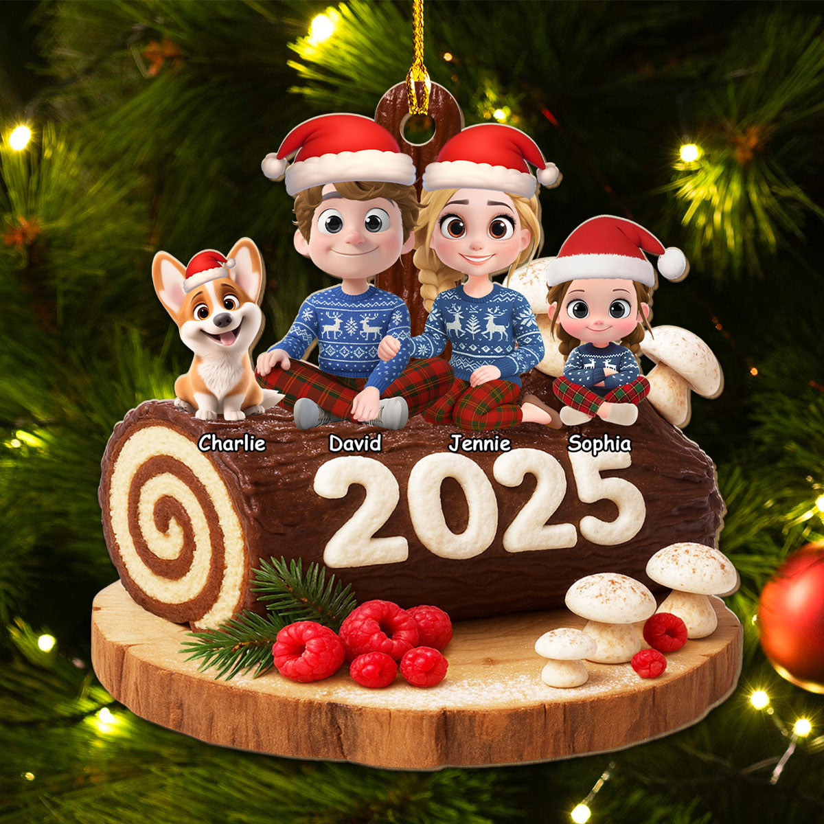 Custom Family Ornament, Christmas Gift for Family Members •  We And Our Dog Chocolate Cake - Personalized Wood Ornament