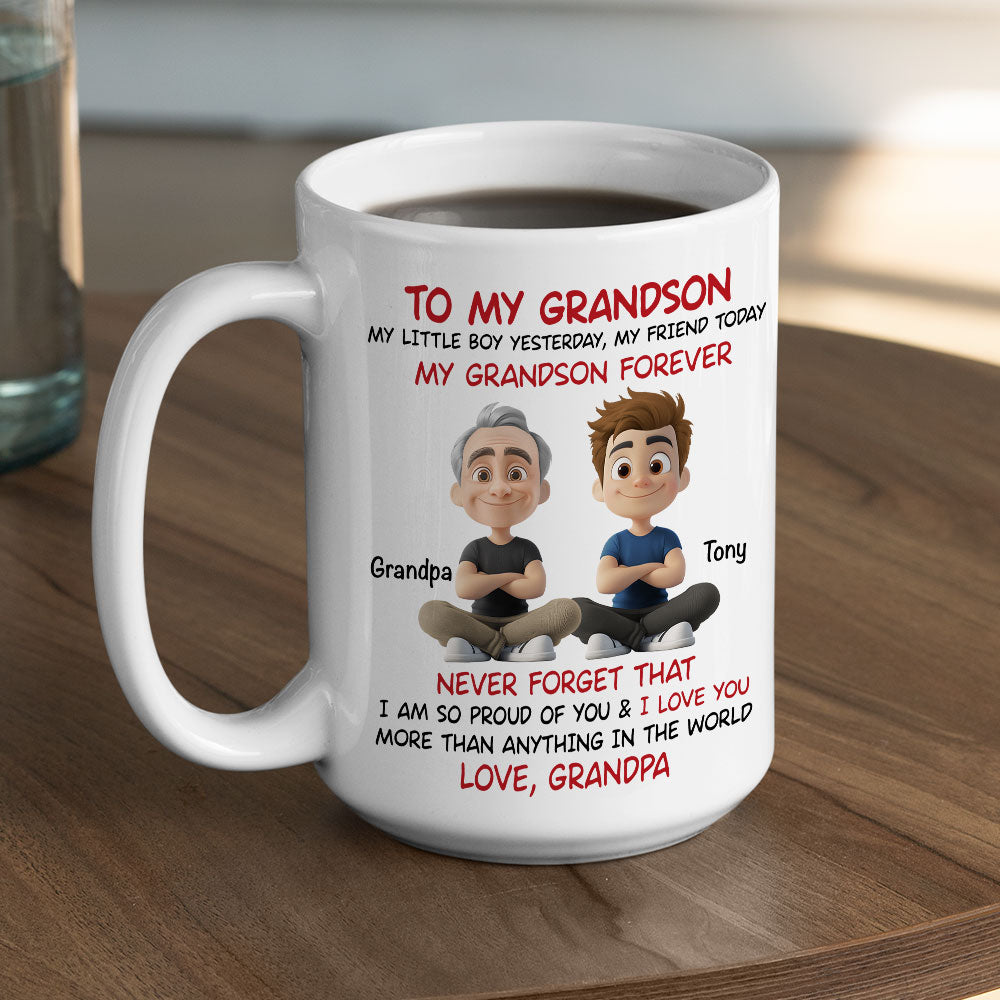 Custom Christmas & Birthday Gift for Grandson • You Are My Little Boy Yesterday - Personalized Coffee Mug