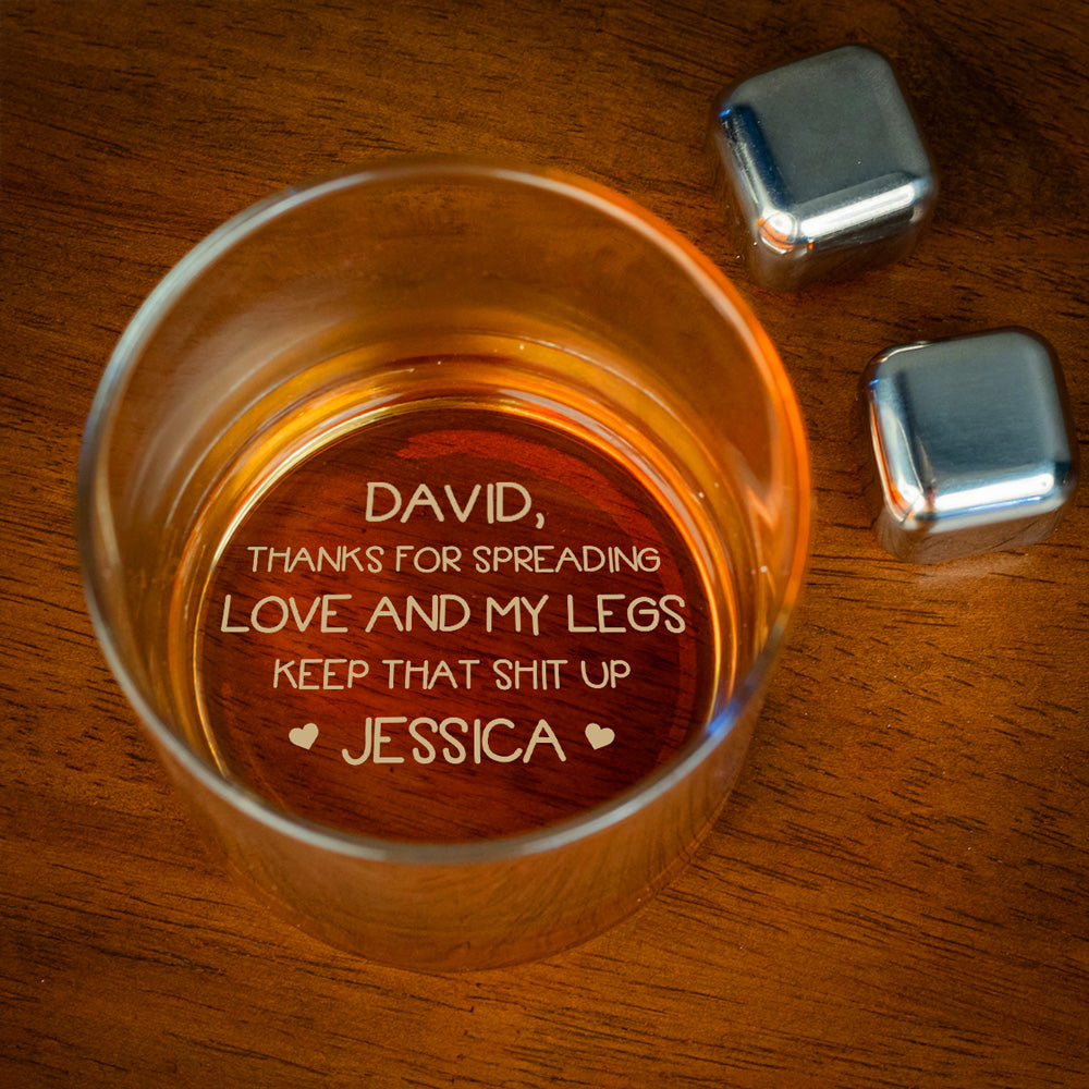Custom Christmas Anniversary Birthday Drinkware Gifts for Husband • Thanks For Spreading - Personalized Engraved Whiskey Glass