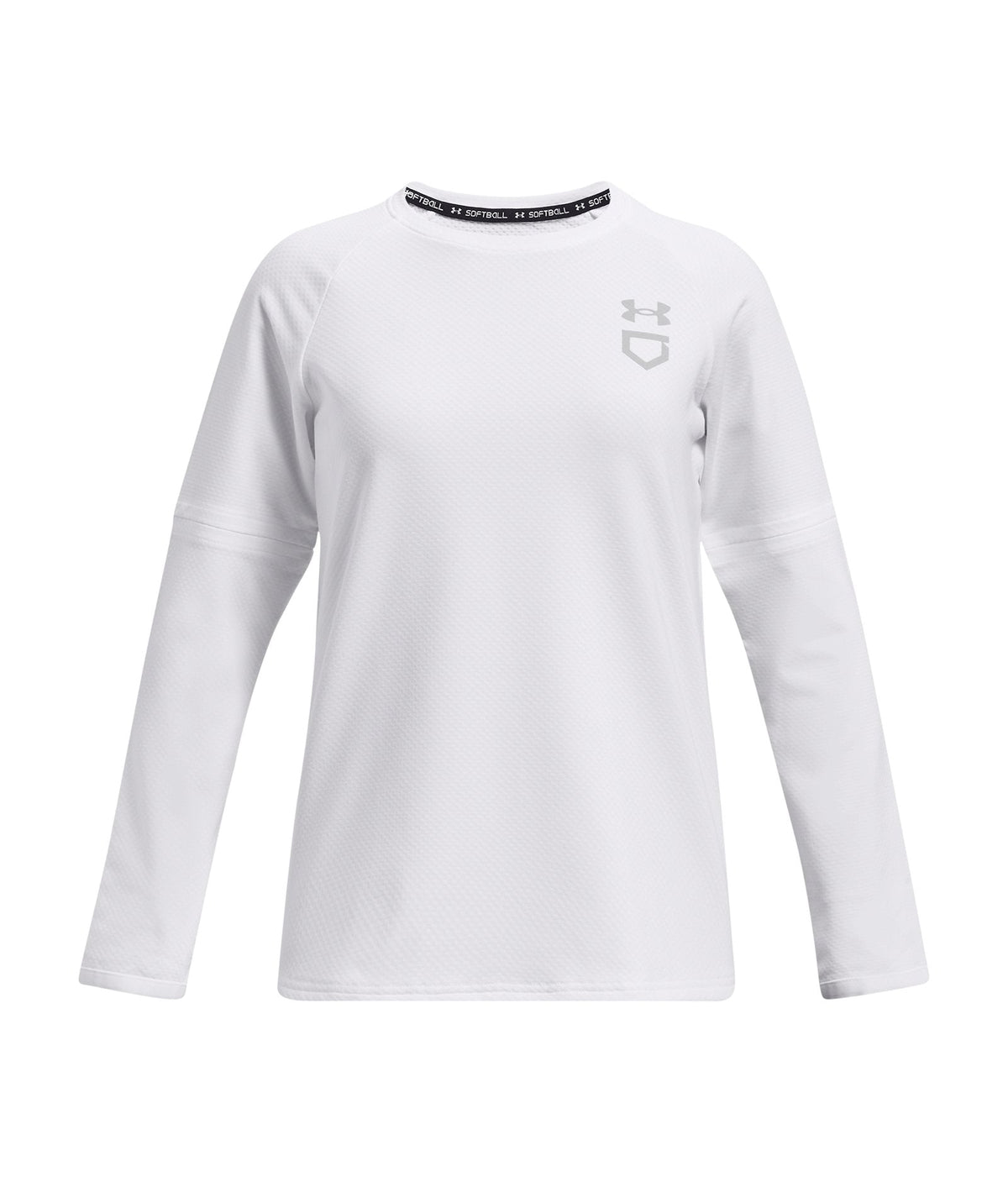 UA Utility Waffle Girls' Crew - White