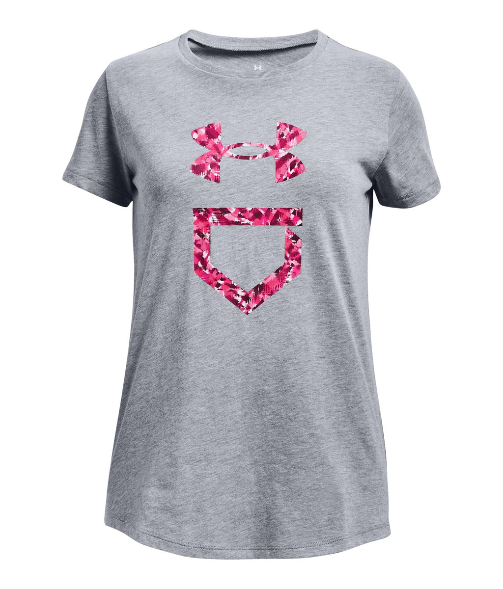 UA Plate Fill Girls' Short Sleeve - Blue