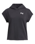 Girls' UA Rival Terry Short Sleeve Hoodie null - Black