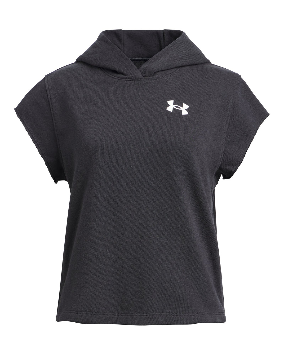Girls' UA Rival Terry Short Sleeve Hoodie null - Black