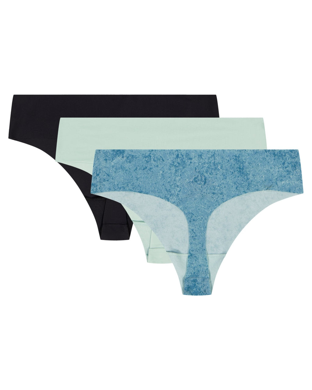 UA Pure Stretch Printed Women's 3-Pack No Show Thong - Blue