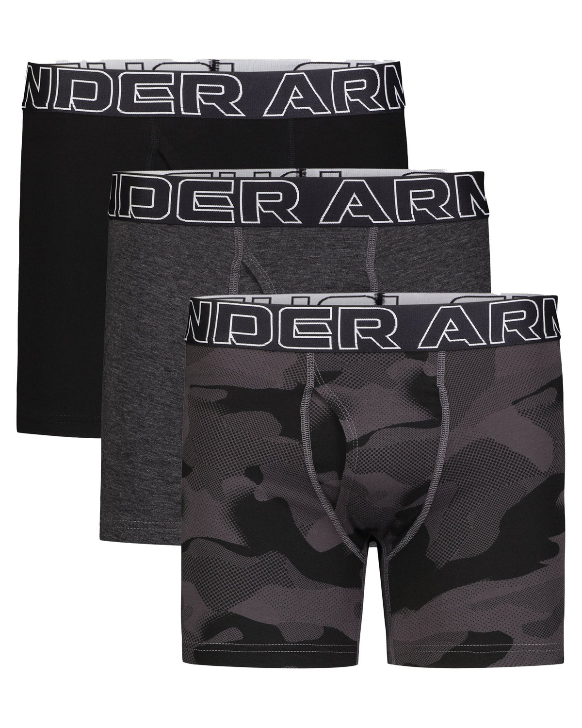 UA Performance Cotton Boys' 4" 3-Pack Boxerjock® - Gray