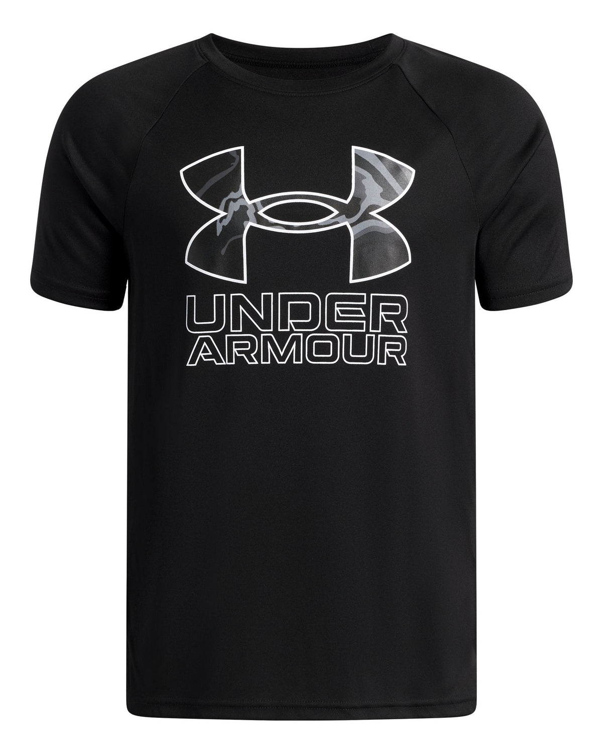 UA Tech™ Hybrid Print Boys' Short Sleeve - Black