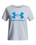UA Big Logo Girls' Short Sleeve - Blue