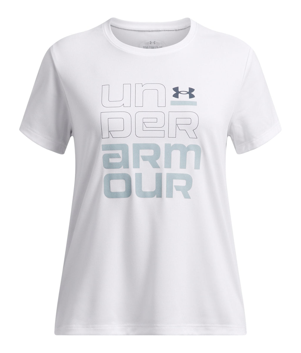 UA Tech™ Split Wordmark Girls' Short Sleeve - White