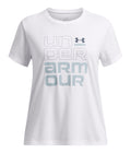 UA Tech™ Split Wordmark Girls' Short Sleeve - White