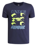 UA Split Big Logo Boys' Short Sleeve - Blue
