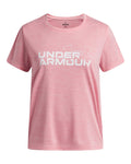UA Tech™ Twist Wordmark Logo Girls' Short Sleeve - Pink