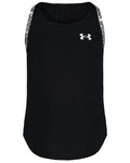 UA Knockout Logo Mesh Panel Little Girls' Tank - Black