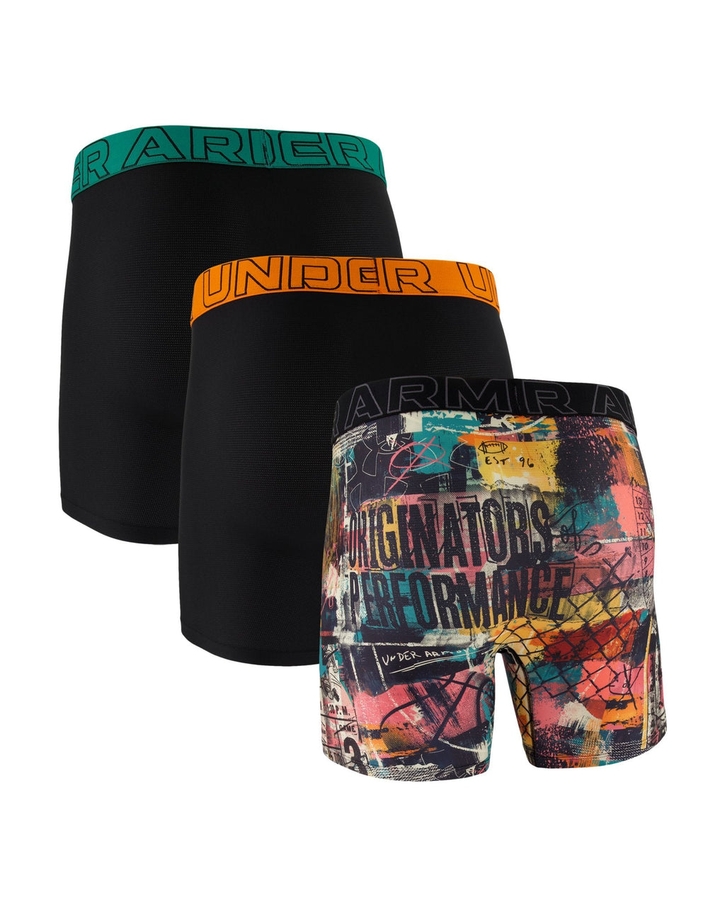 UA Performance Tech Mesh Graphic Men's 3-Pack 6" Boxerjock® - Black