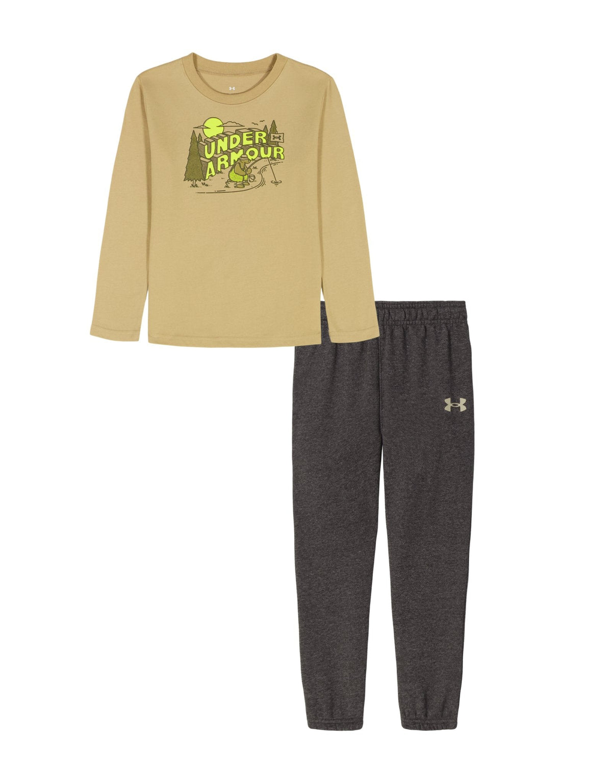 UA Bear Fishing Little Boys' Long Sleeve & Joggers Set - Brown