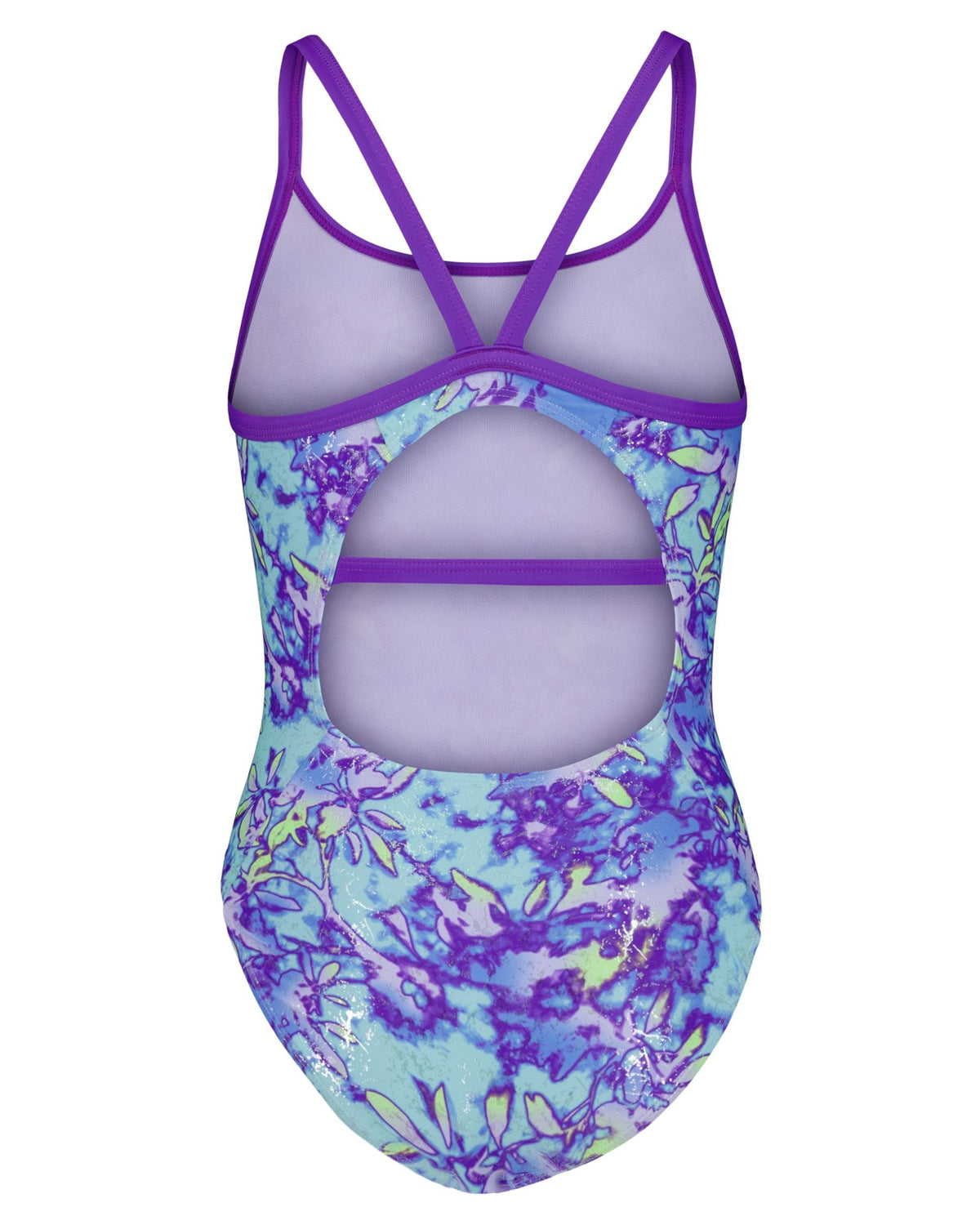 UA Floral Dye Little Girls' 1-Piece Swimsuit - Blue