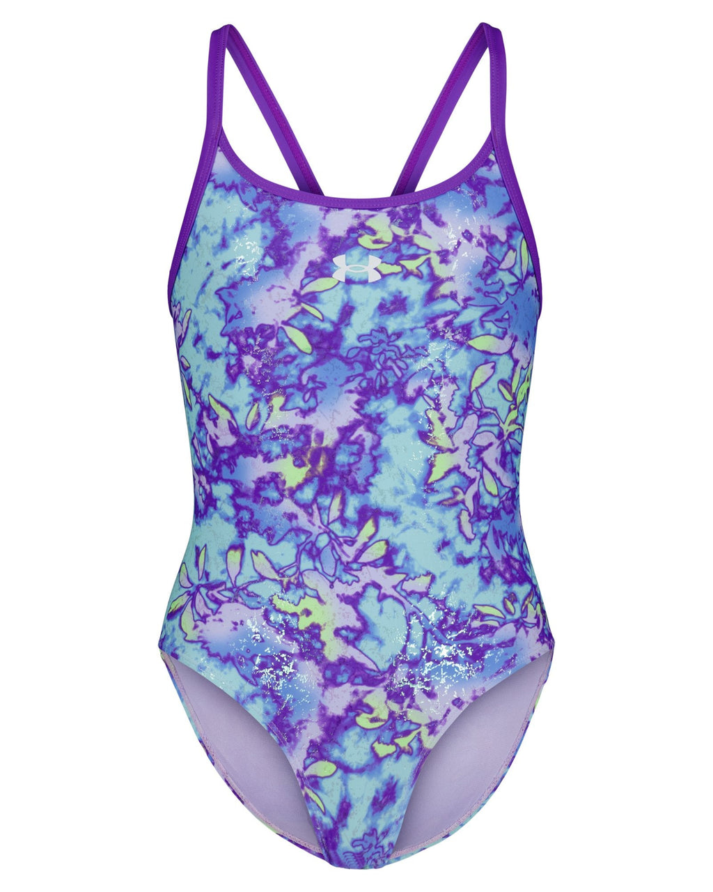 UA Floral Dye Little Girls' 1-Piece Swimsuit - Blue