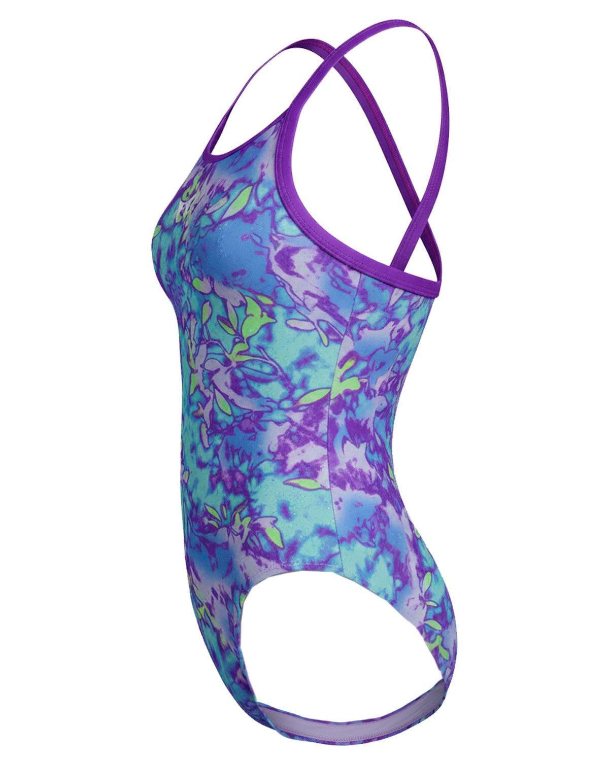 UA Floral Dye Little Girls' 1-Piece Swimsuit - Blue