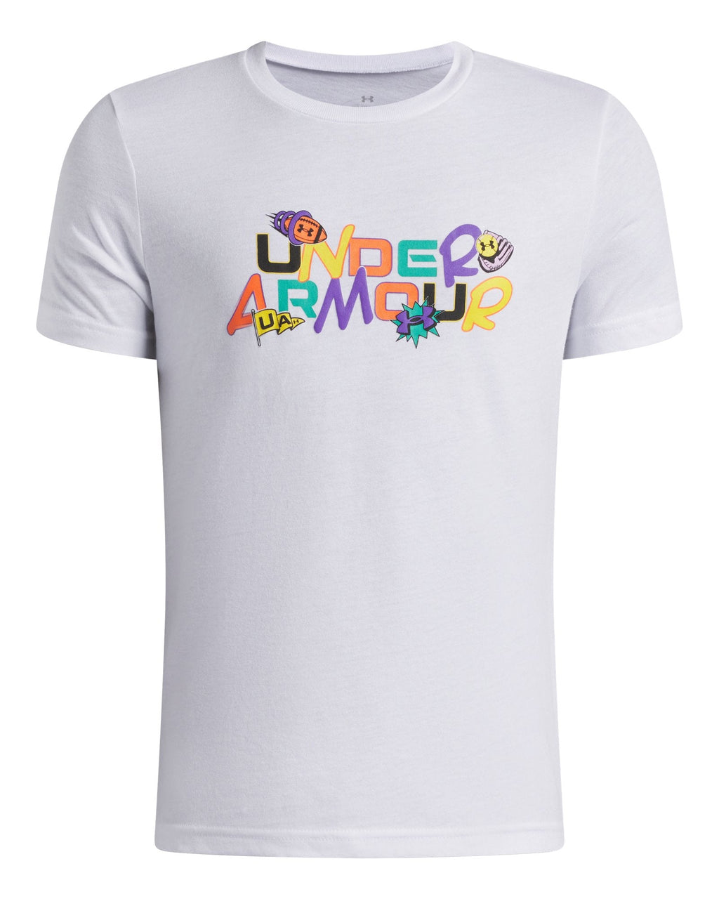 UA Patch Pack Wordmark Boys' Short Sleeve - White