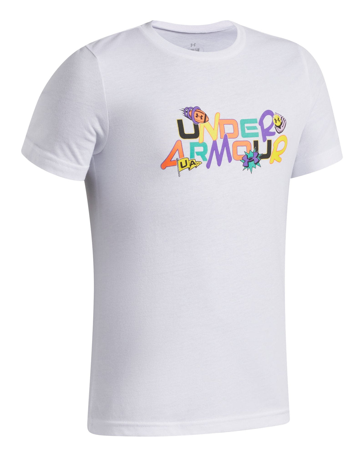UA Patch Pack Wordmark Boys' Short Sleeve - White