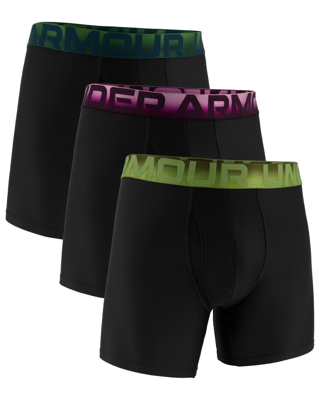 UA Performance Tech Mesh Printed Waistband Men's 6" 3-Pack Boxerjock® - Black