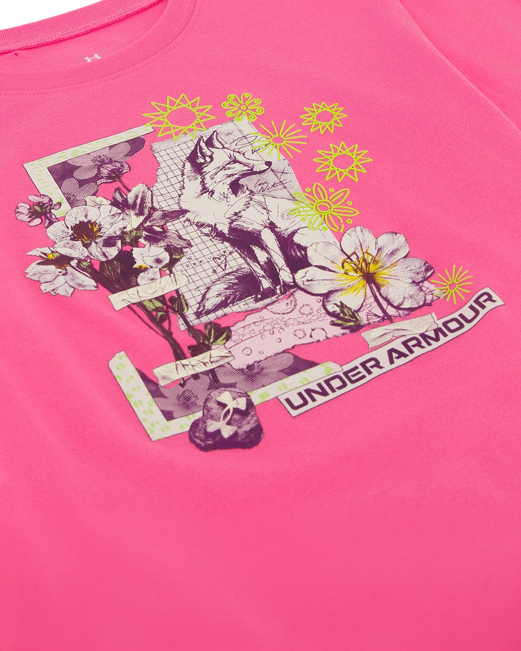 UA Fox Collage Girls' T-Shirt - Pink
