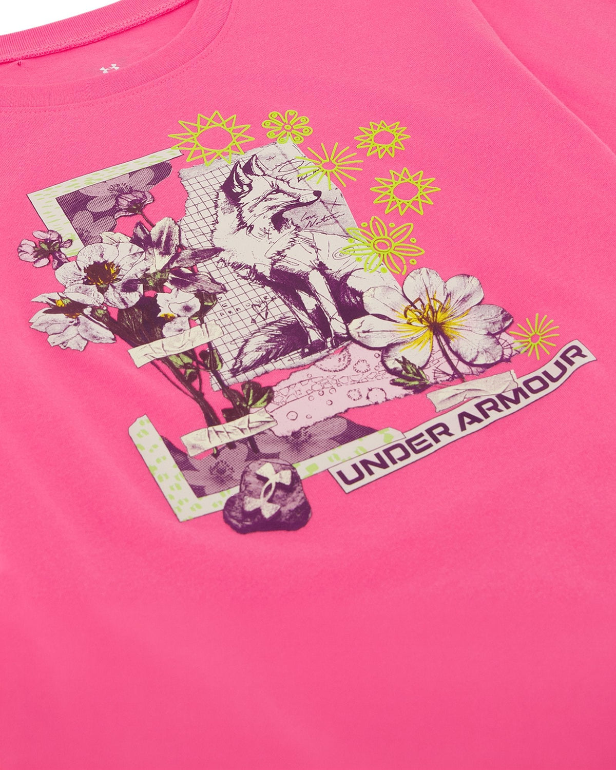 UA Fox Collage Girls' T-Shirt - Pink
