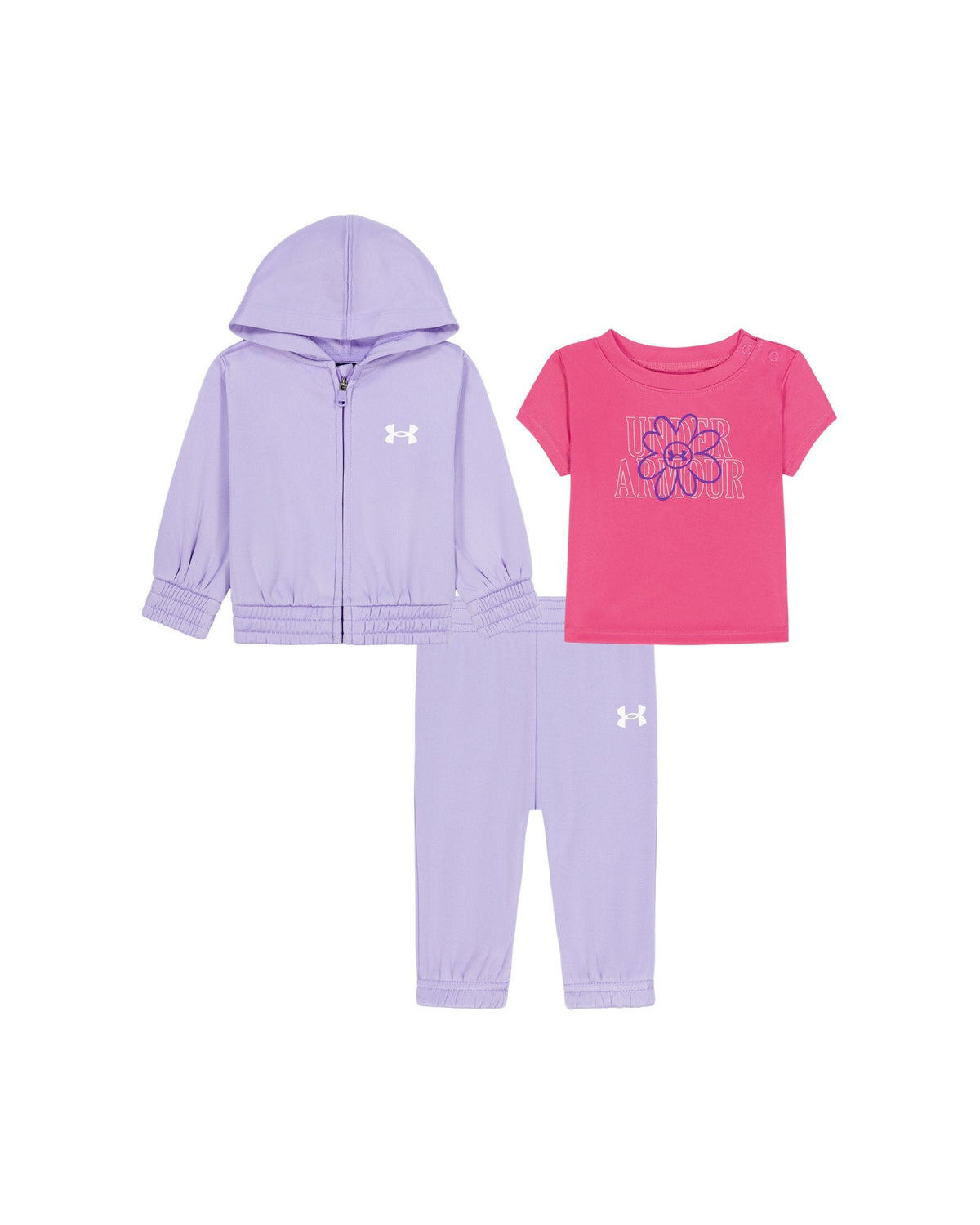 UA 3-Piece Newborn Girls' Full-Zip Hoodie Set - Purple