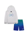 UA Rival Terry Fade Logo Little Boys' Hoodie & Shorts Set - Gray