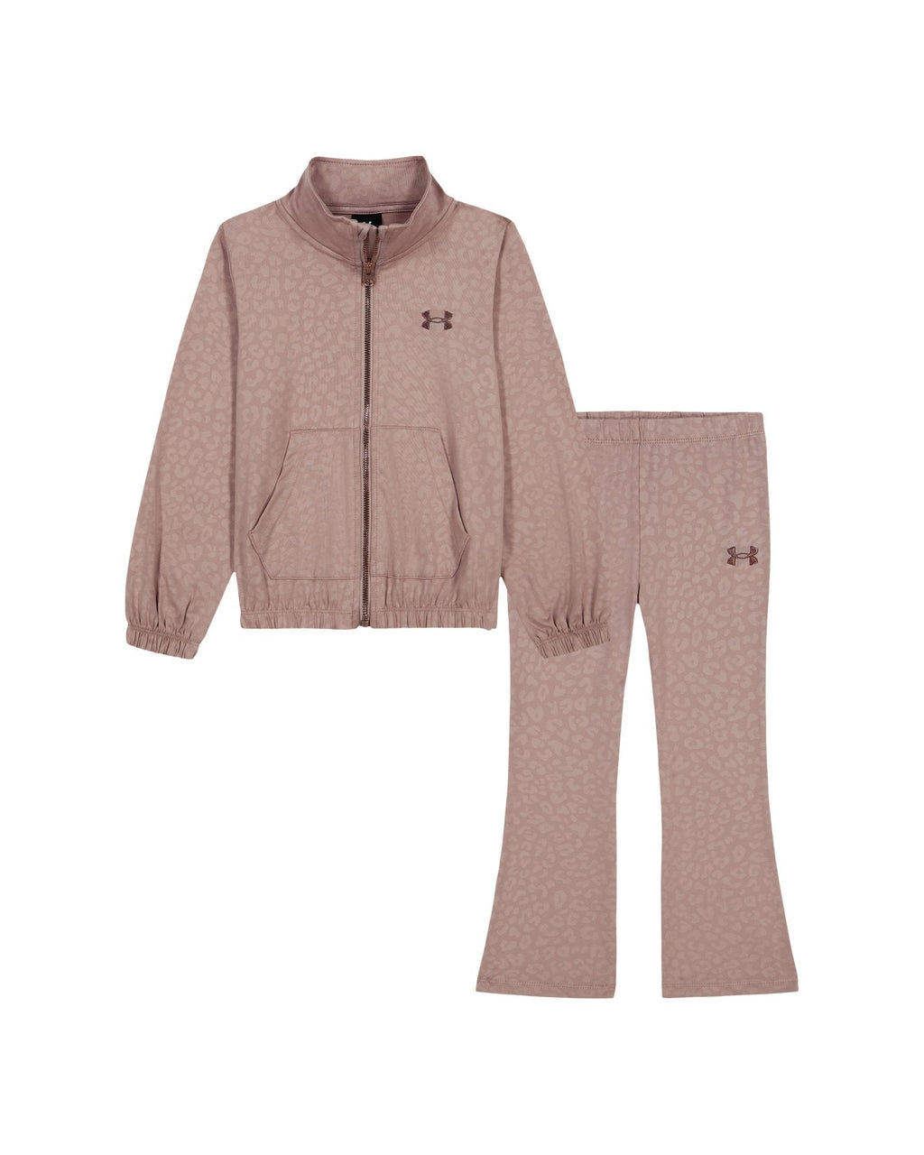 UA Rival Embossed Cheetah Toddler Girls' Full-Zip Set - Pink