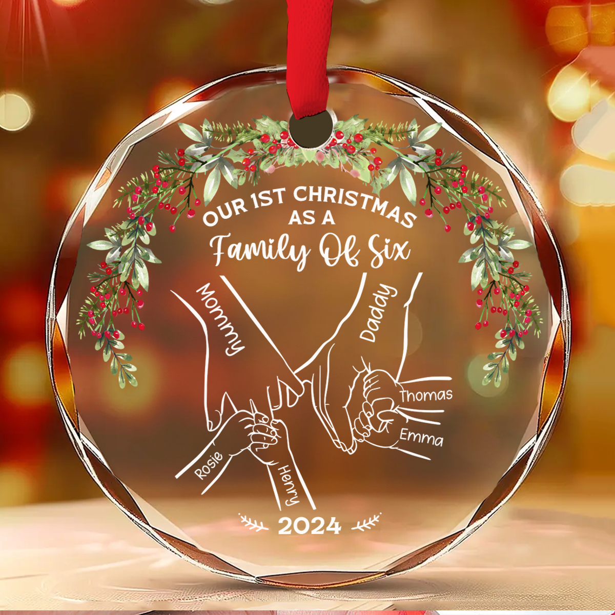 Custom Family First Christmas Ornament •  Our 1st Christmas As Love - Personalized Glass Ornament