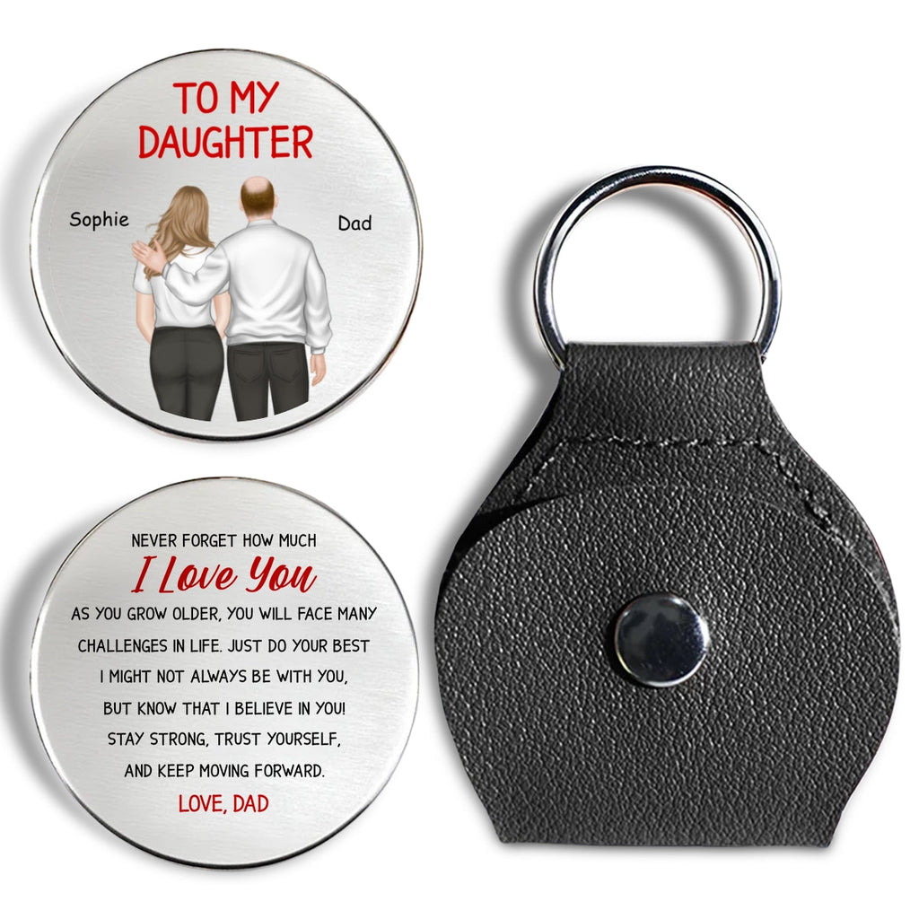 Custom Daughter Coin Keychain, Mother's Day Birthday Gifts • My Girl My Daughter - Personalized Pocket Hug