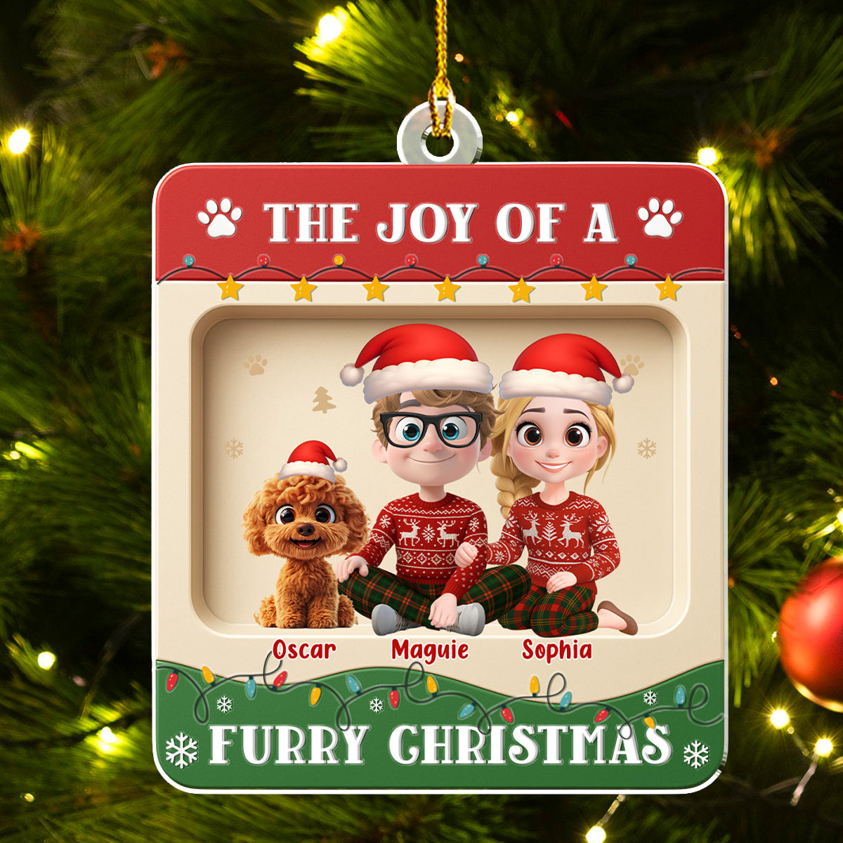 Custom Keepsake Christmas Ornament •  Furry Christmas - Personalized 3D Effect Acrylic Ornament