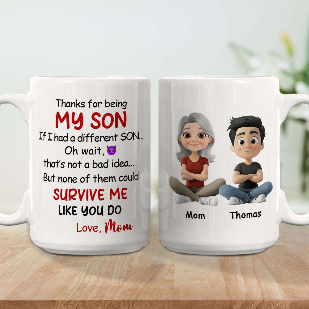 Custom Christmas & Birthday Gift for Son • Mom To Son Humor - Personalized Coffee Mug