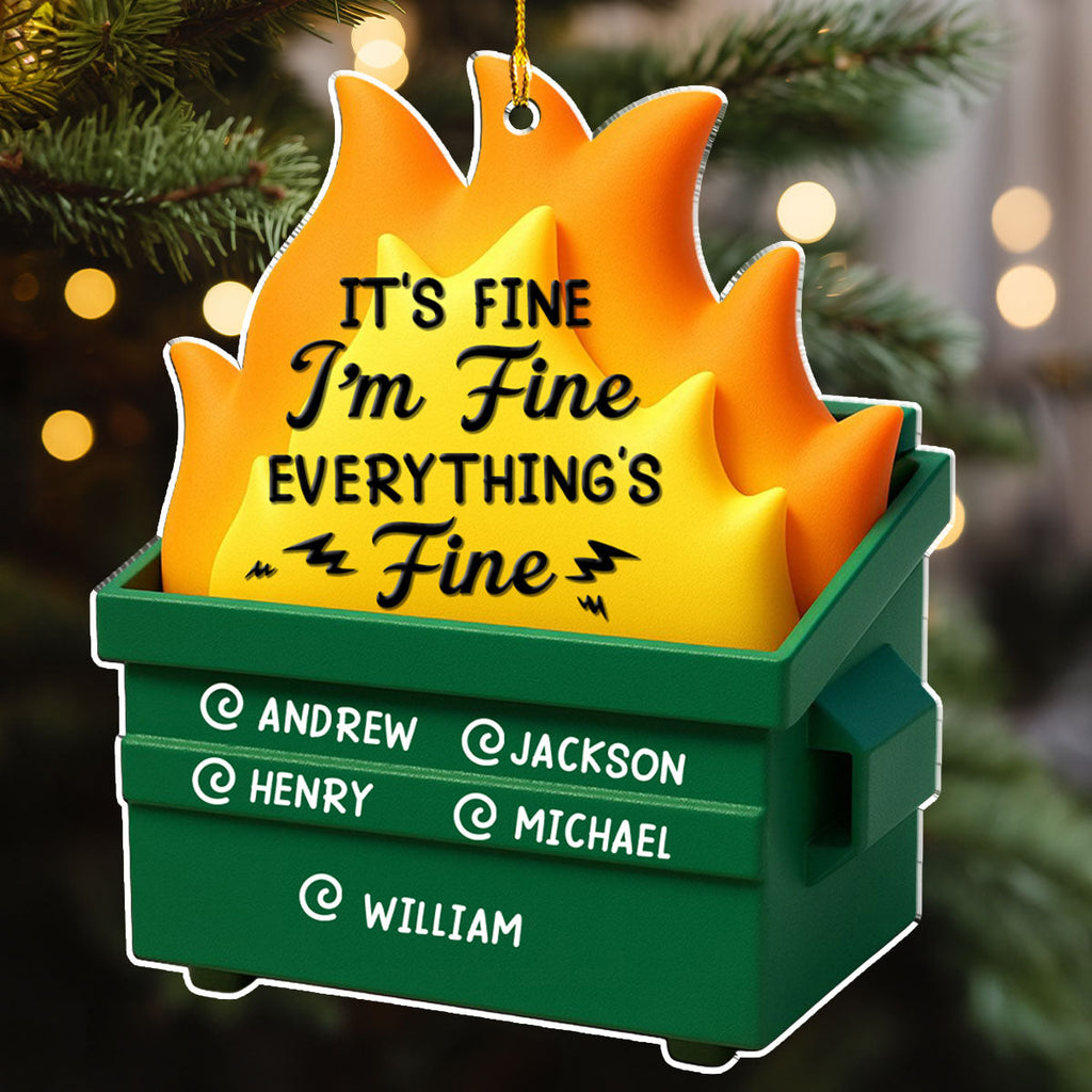 Custom Coworker Christmas Ornament, Team Appreciation Gift •  Dumpster Fire - Personalized Acrylic Ornament