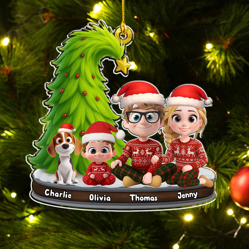 Custom Family Ornament, Christmas Gift for Family Members •  Festive Family - Personalized Acrylic Ornament