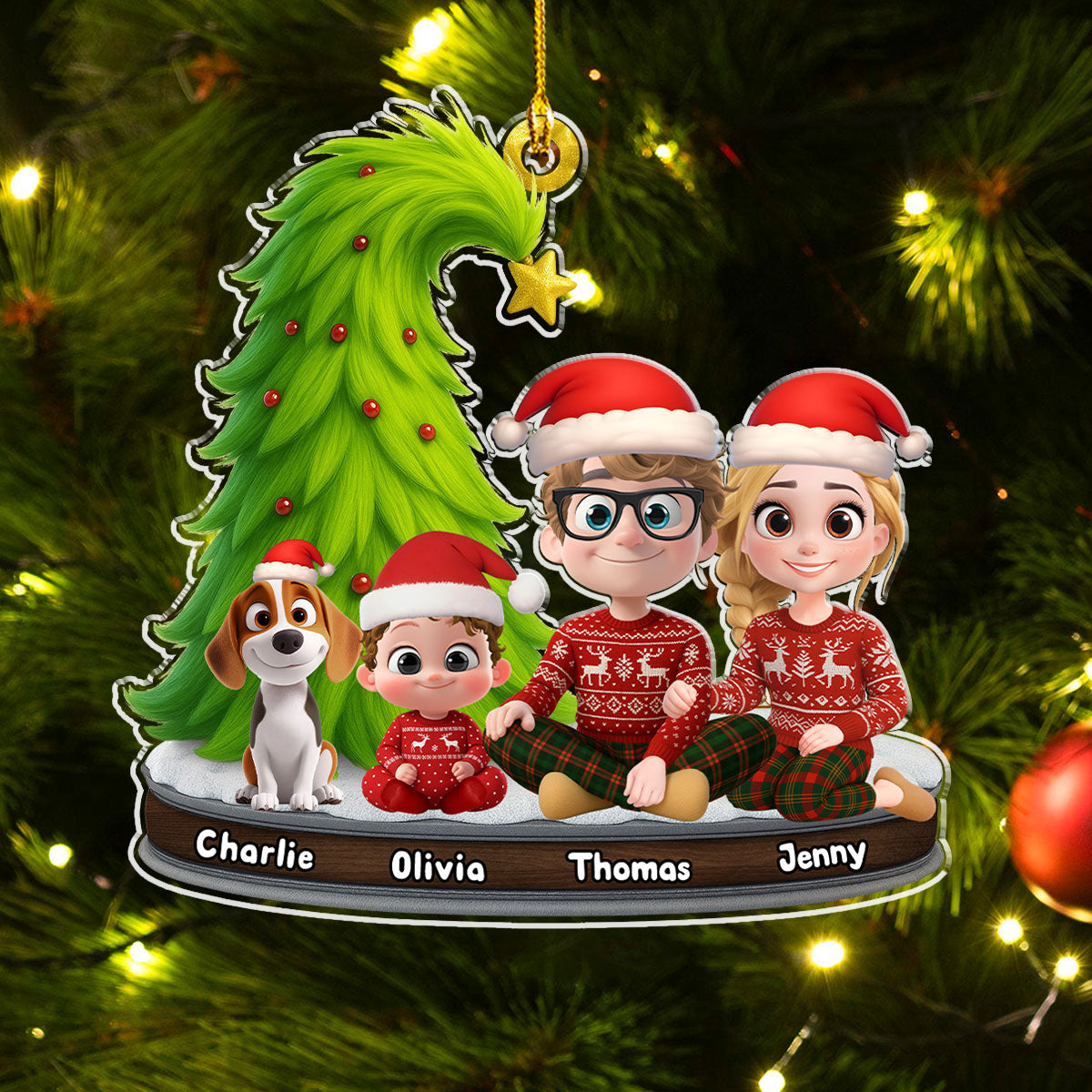 Custom Family Ornament, Christmas Gift for Family Members •  Festive Family - Personalized Acrylic Ornament