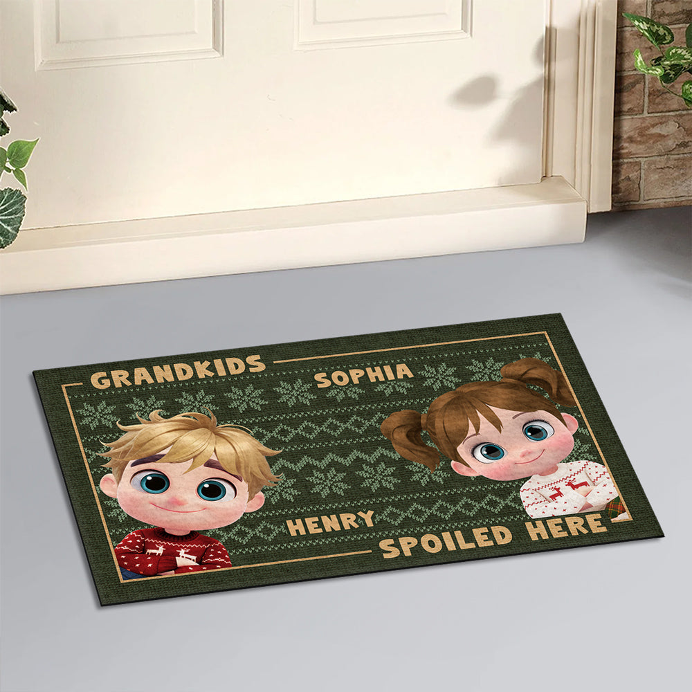 Grandkids Spoiled Here Merry Christmas - Personalized Doormat