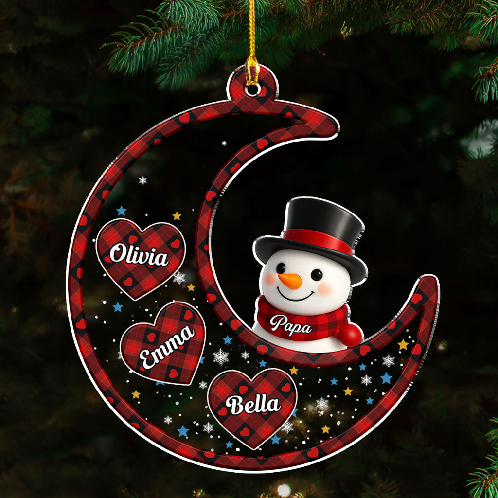Custom Family Ornament, Christmas Gift for Family Members •  A Snowman Christmas With Love - Personalized Acrylic Ornament