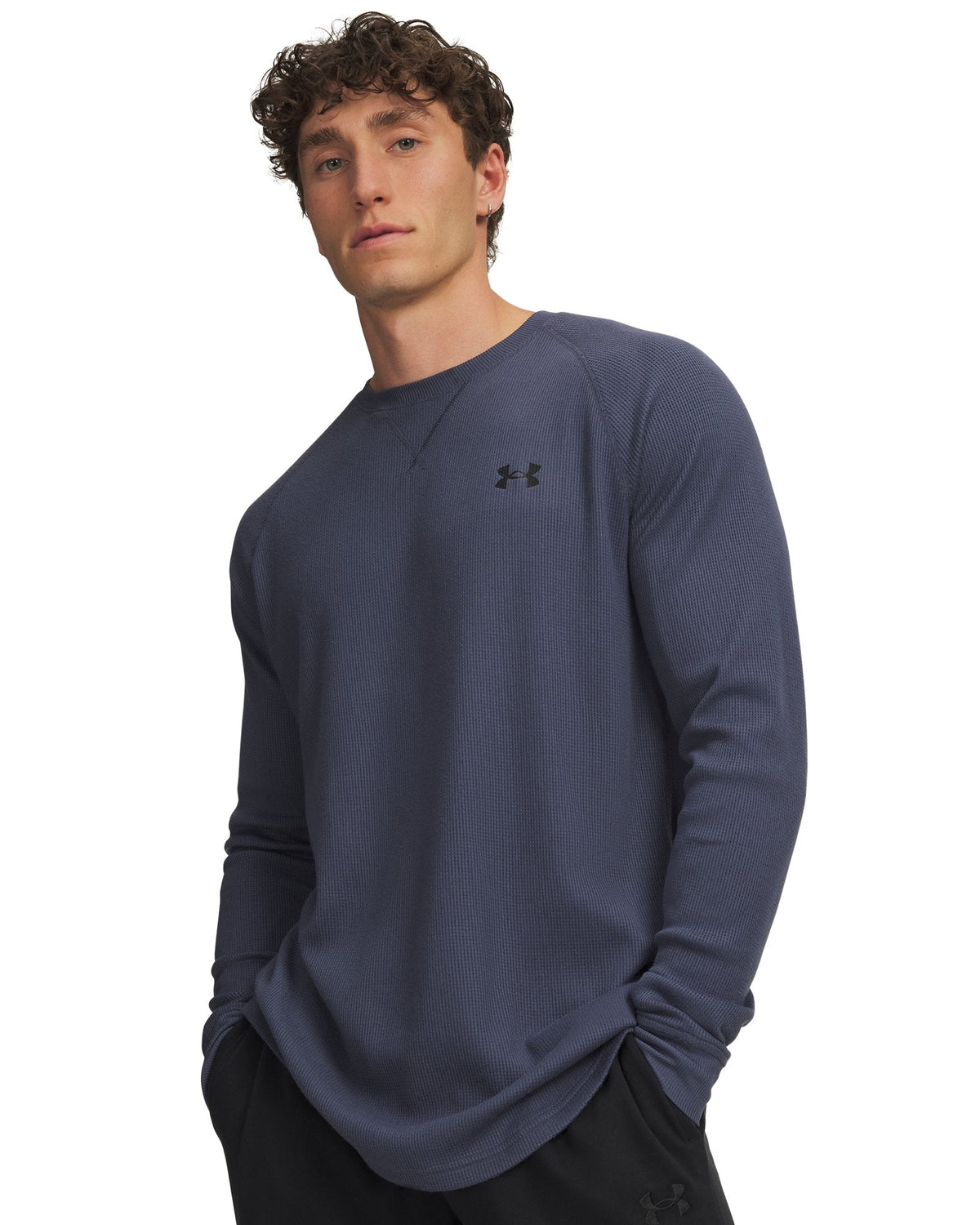 UA Waffle Men's Crew Long Sleeve - Gray