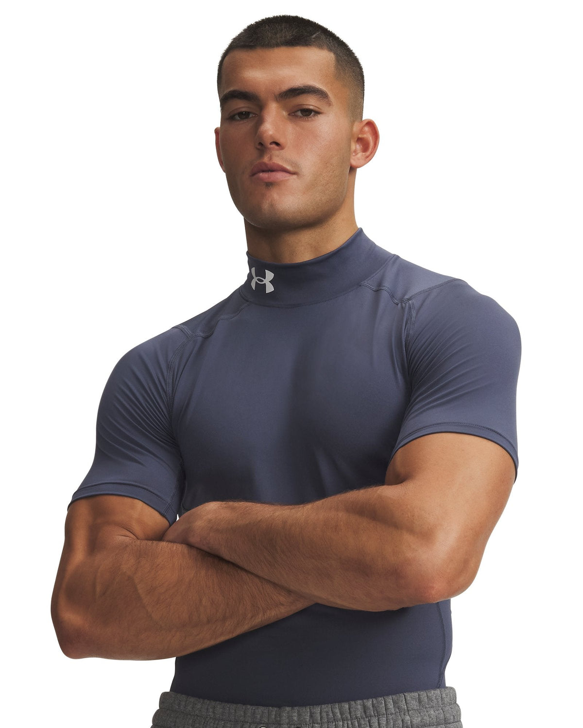 HeatGear® Compression Men's Mock Short Sleeve - Gray
