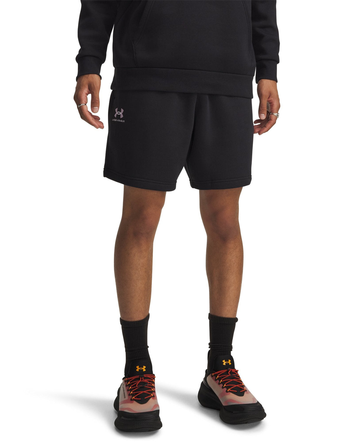 UA Icon Fleece Men's 7.75" Shorts - Black