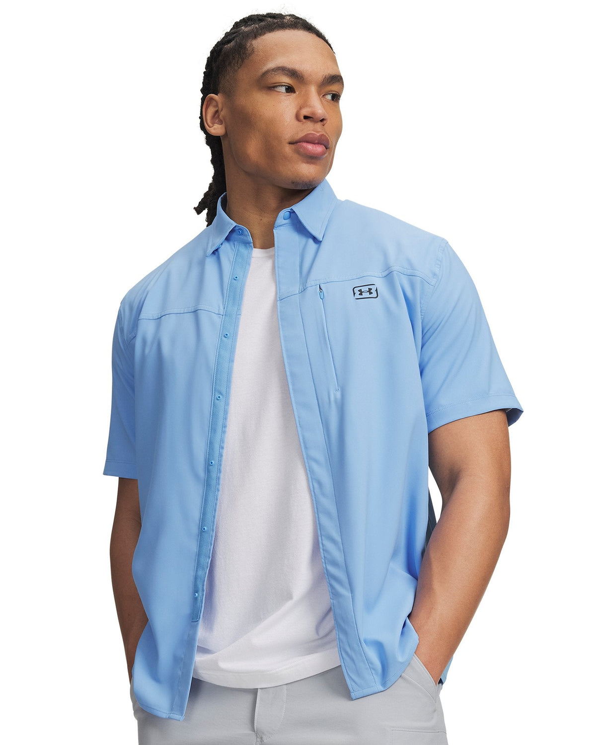 UA Fish Pro Hybrid Woven Men's Short Sleeve - Blue