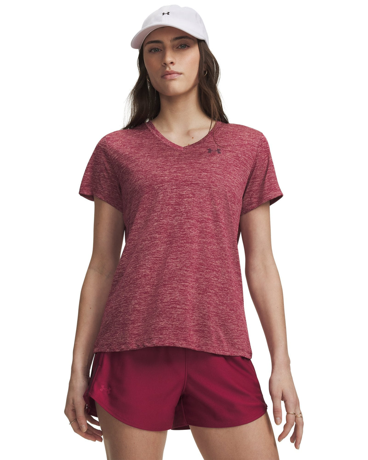 UA Tech™ Twist Women's V-Neck Short Sleeve - Red
