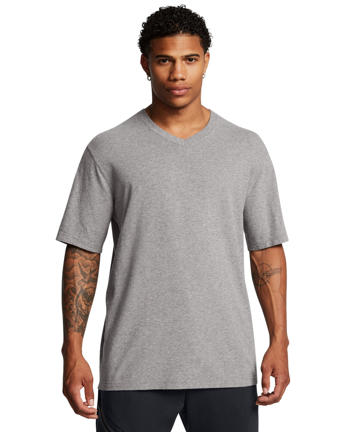 UA Icon Charged Cotton® Men's V-neck Short Sleeve - Gray