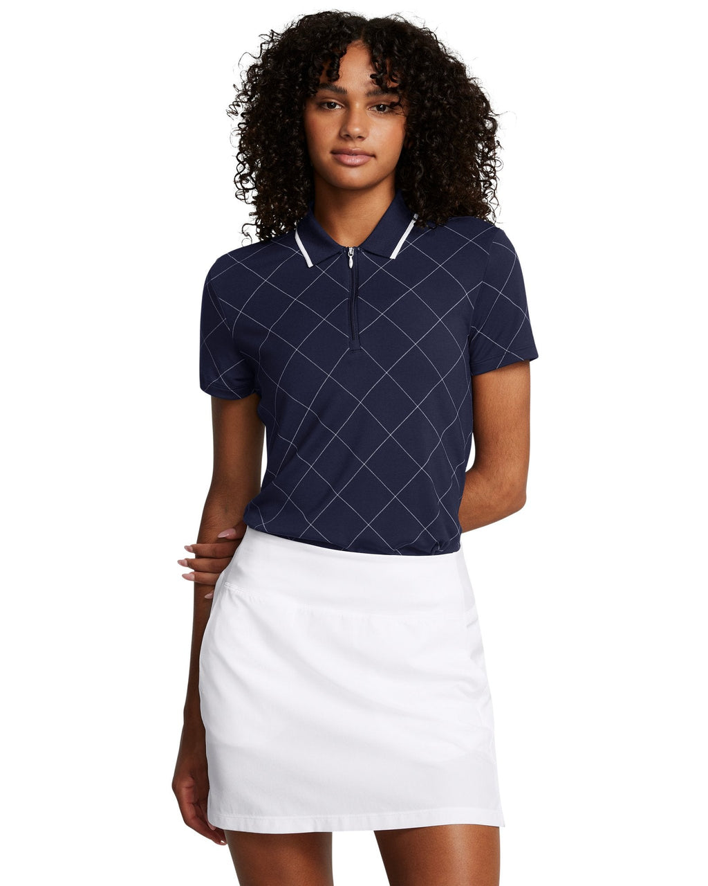UA Premier Zip Windowpane Women's Polo - Navy