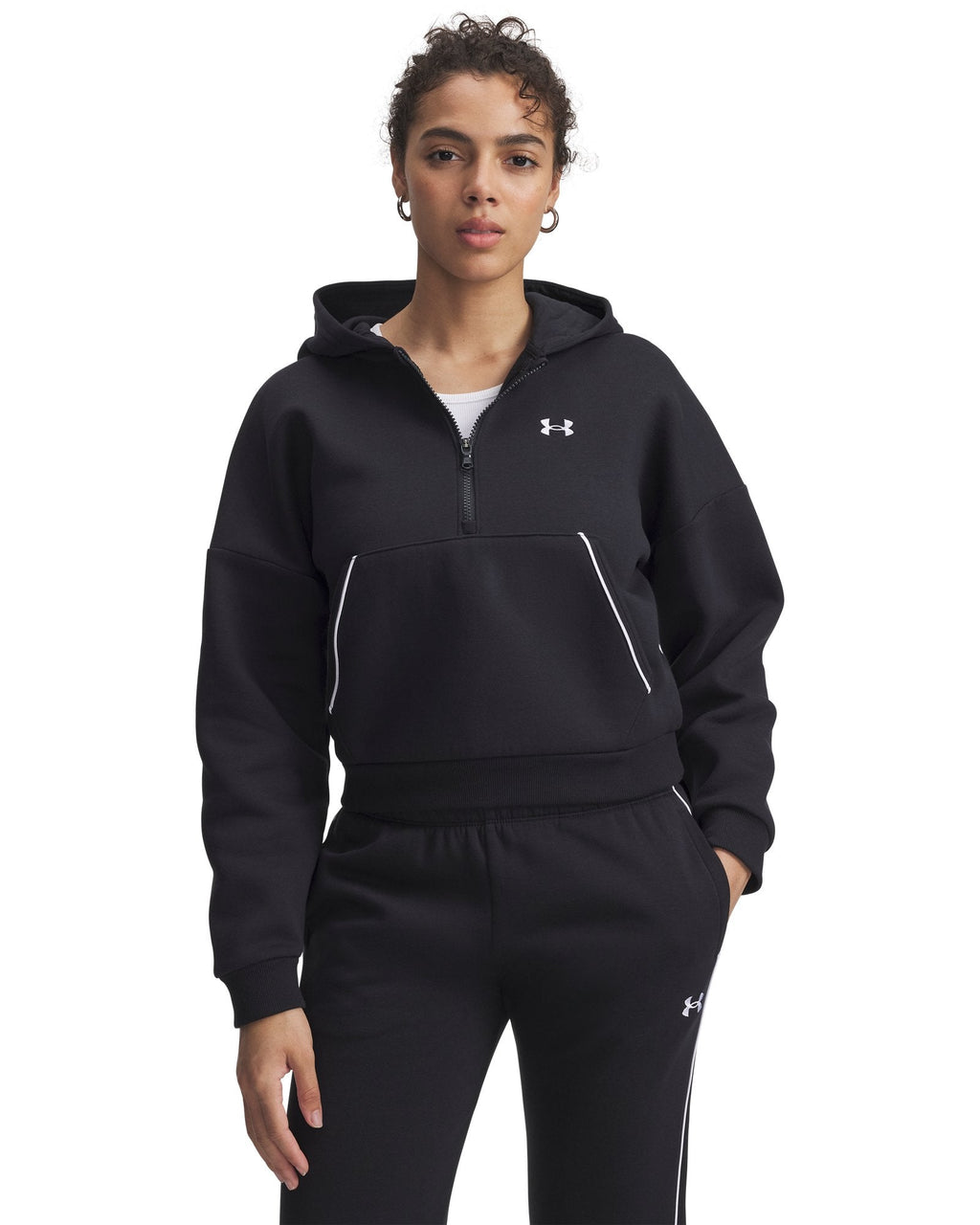 UA Rival Fleece Piped Women's ½ Zip Hoodie - Black