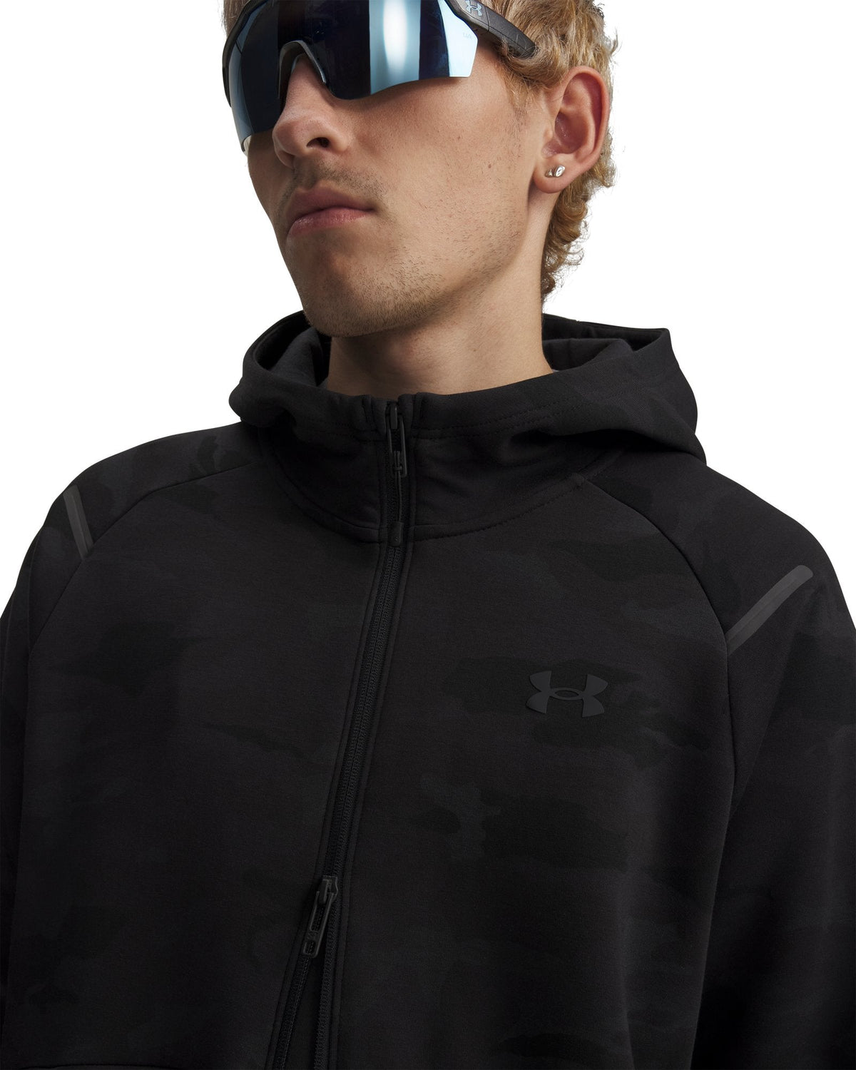 UA Unstoppable Fleece Camo Men's Full Zip - Black