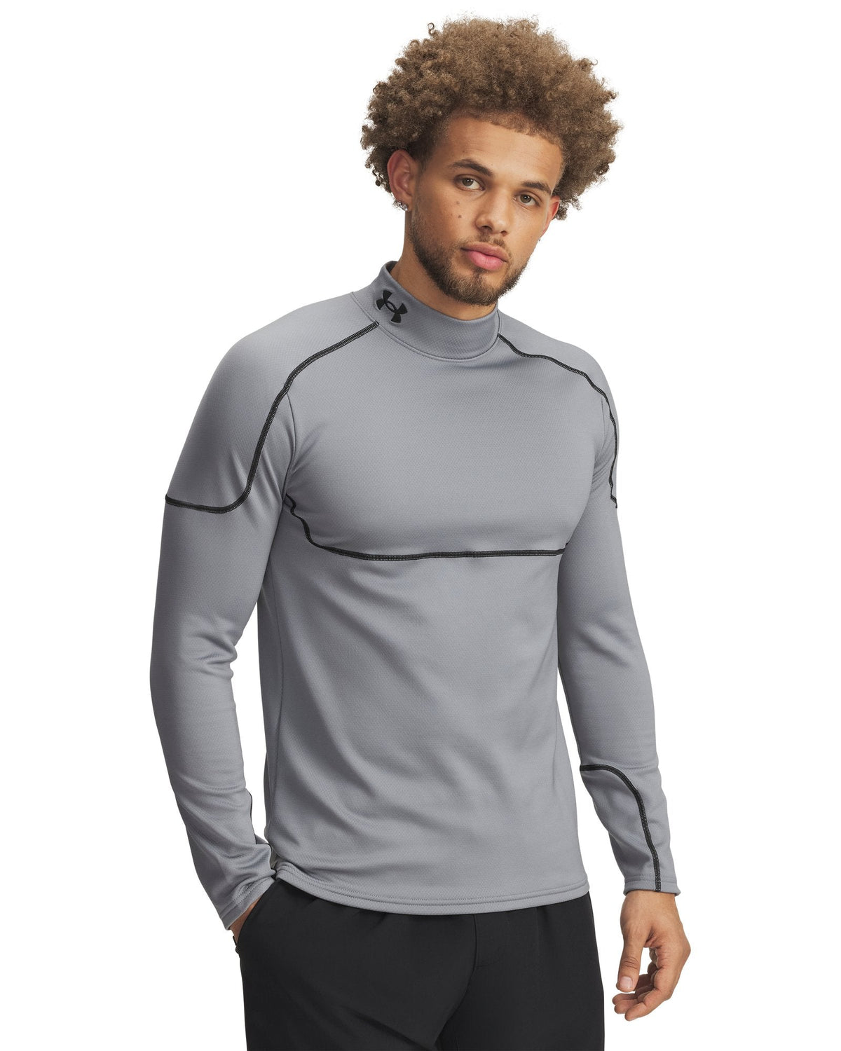 UA Cold Weather Grid Men's Long Sleeve Mock - Gray